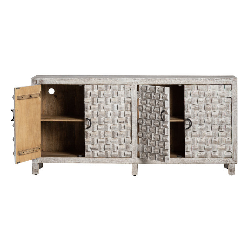 Quincy White/Brown Four-Door Sideboard by Crestview at Eve Furniture