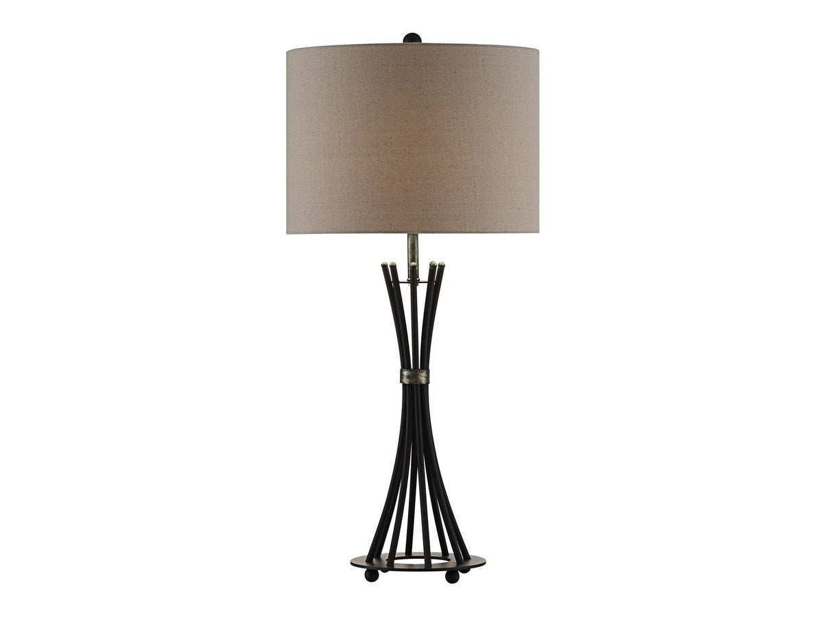 Quinn Banded Rods Black/Brown Table Lamp by Crestview at Eve Furniture