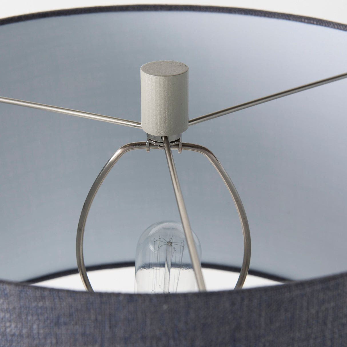 Quinn Beige Base W/Navy Fabric Shade Table Lamp by Mercana at Eve Furniture