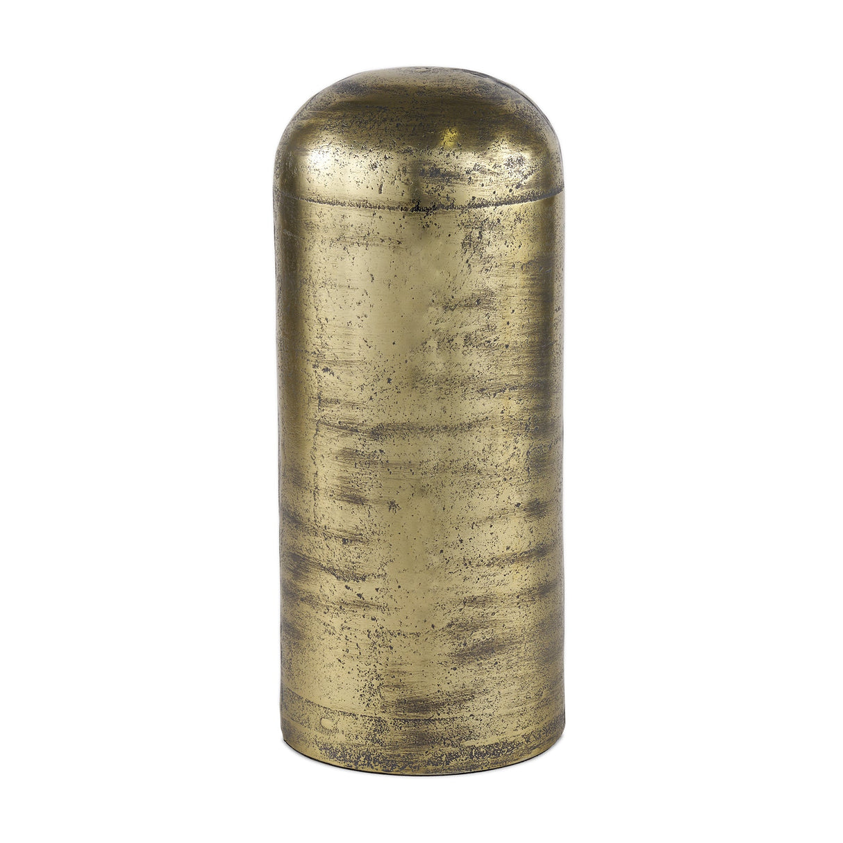 Quonset Extra Tall Brass Finished Aluminum Metal Pillar Object by Mercana at Eve Furniture