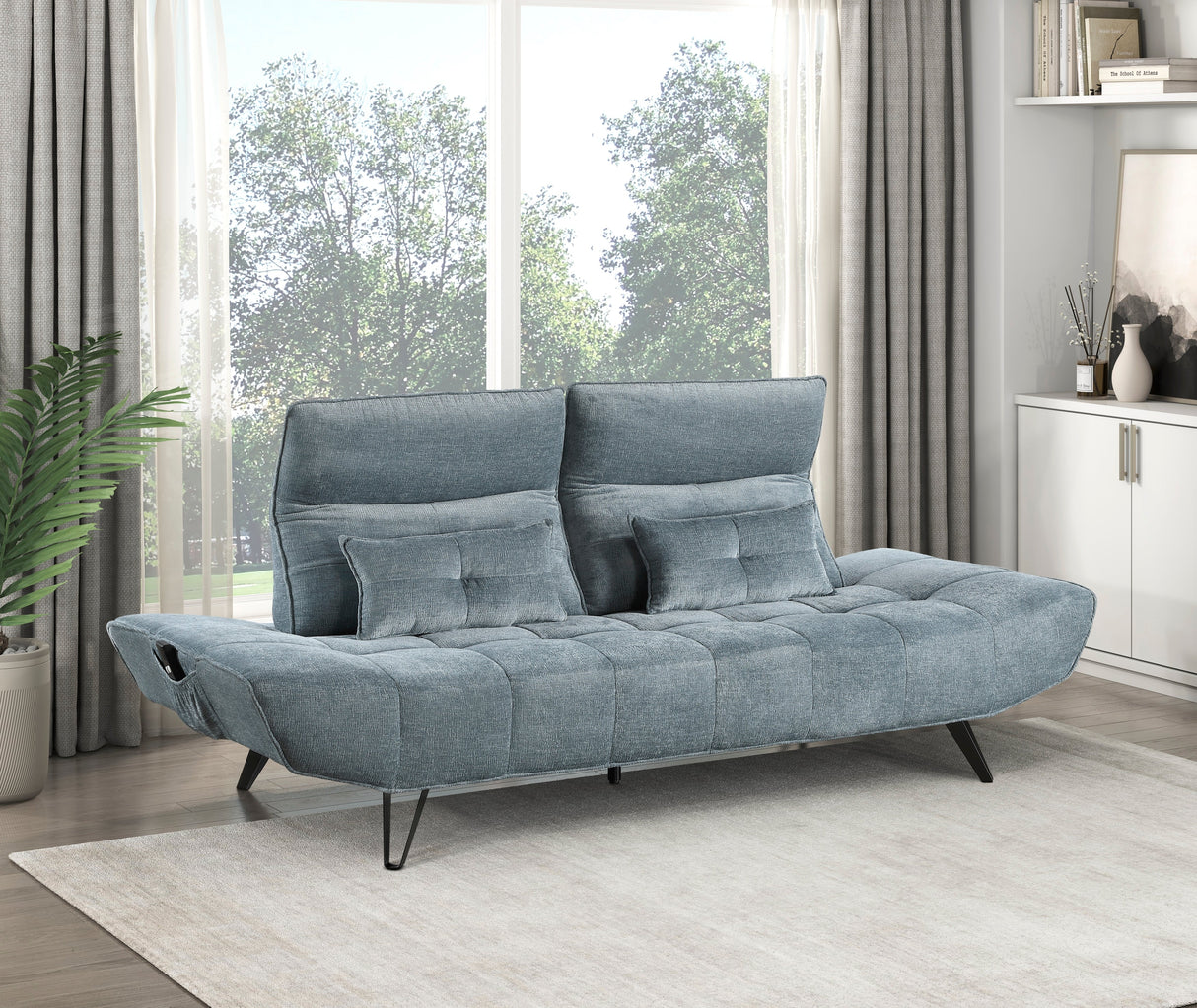 Quonsett Blue Sofa with Power Adjustable Seat by Homelegance at Eve Furniture