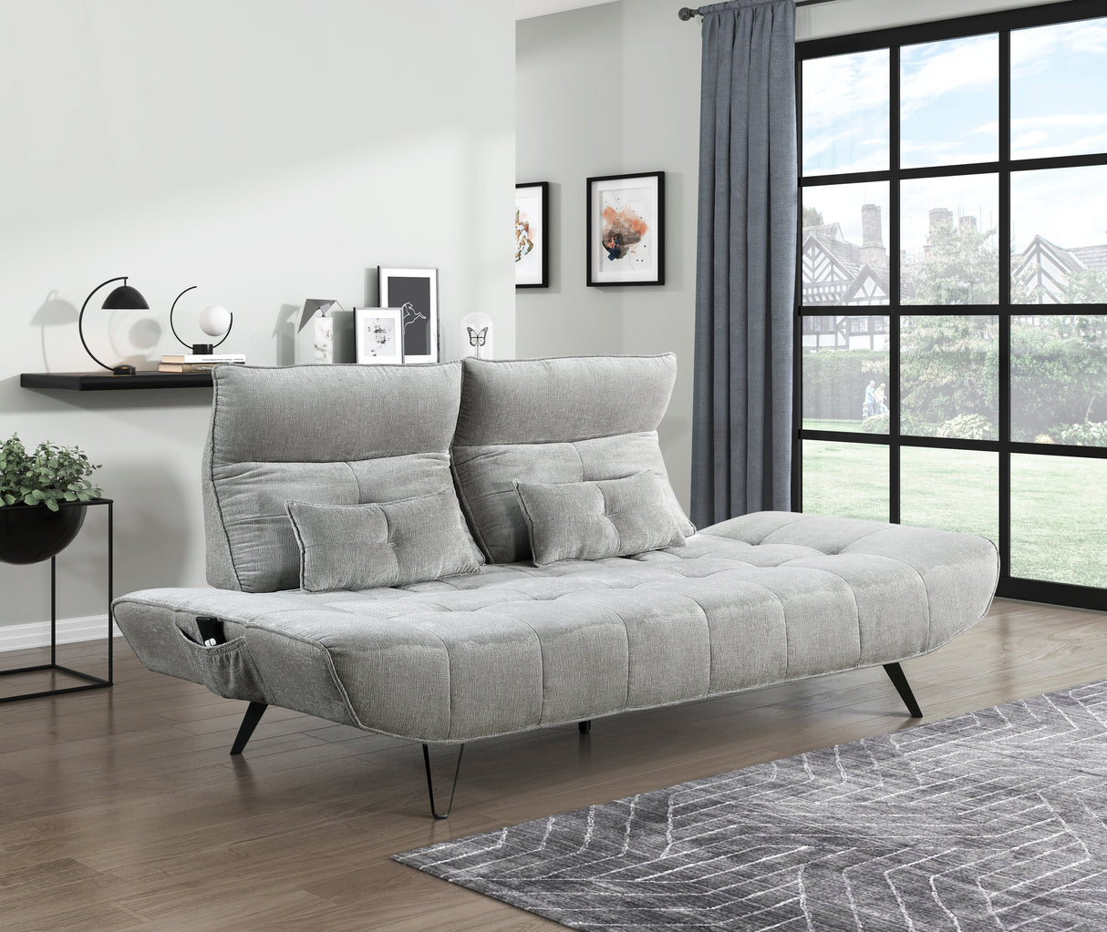 Quonsett Gray Sofa with Power Adjustable Seat by Homelegance at Eve Furniture