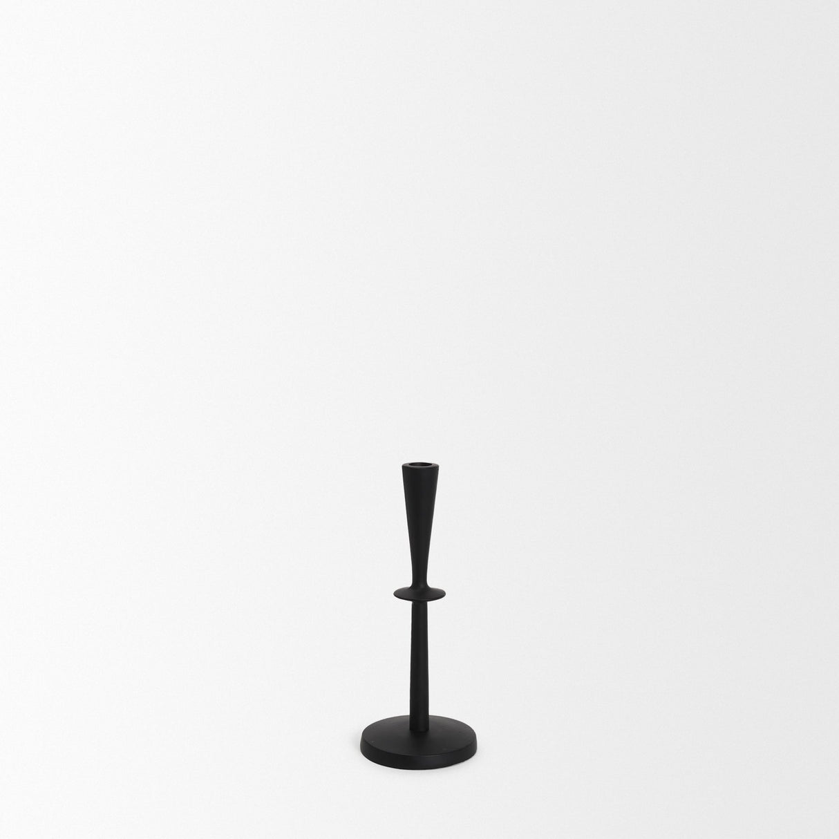 Qwin Matte Black Cast Aluminum Short Candle Holder by Mercana at Eve Furniture
