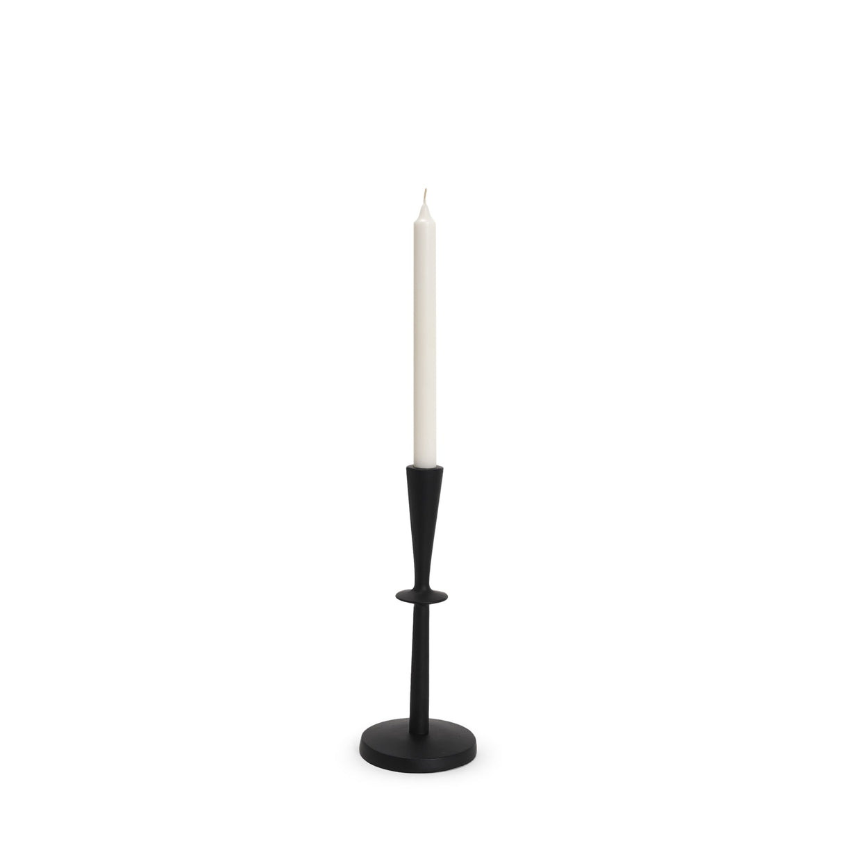 Qwin Matte Black Cast Aluminum Short Candle Holder by Mercana at Eve Furniture