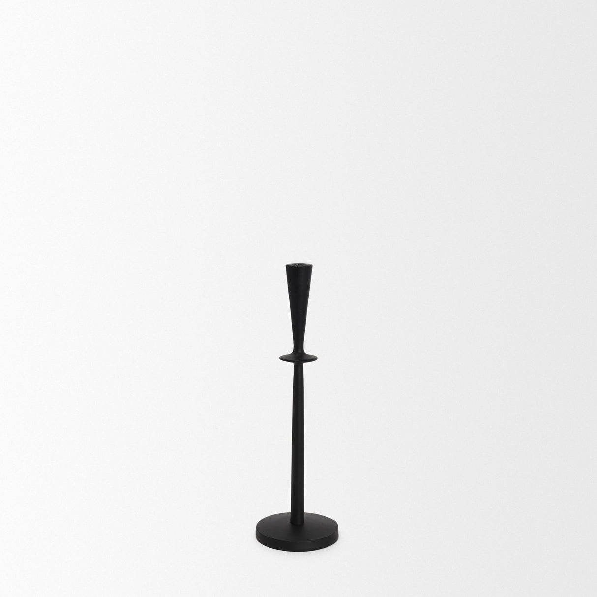 Qwin Matte Black Cast Aluminum Tall Candle Holder by Mercana at Eve Furniture