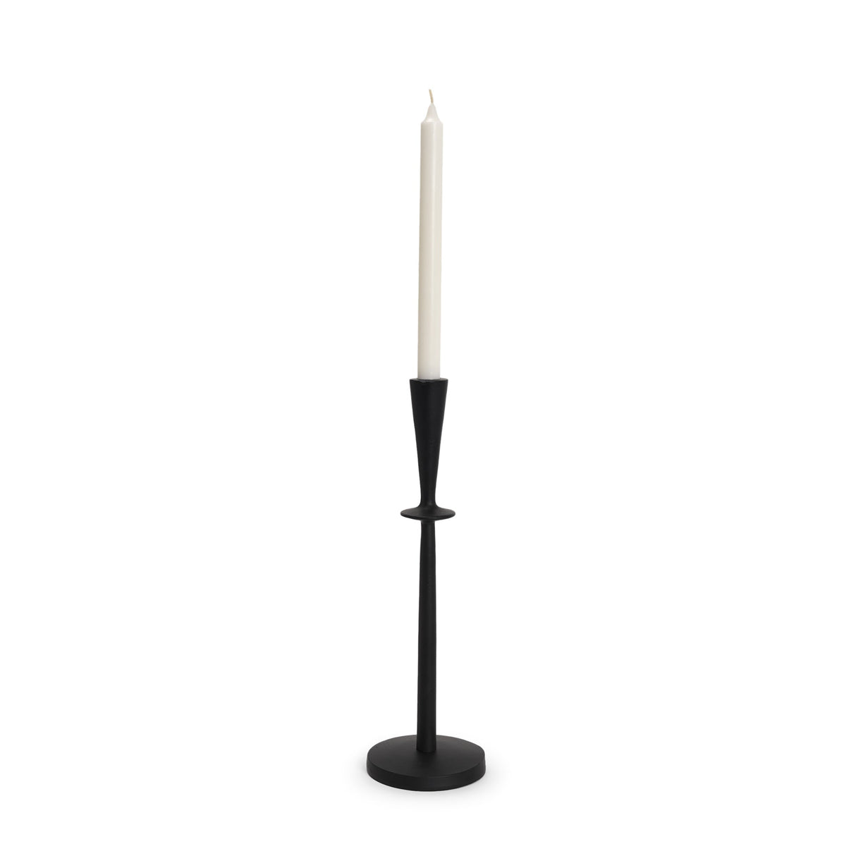 Qwin Matte Black Cast Aluminum Tall Candle Holder by Mercana at Eve Furniture