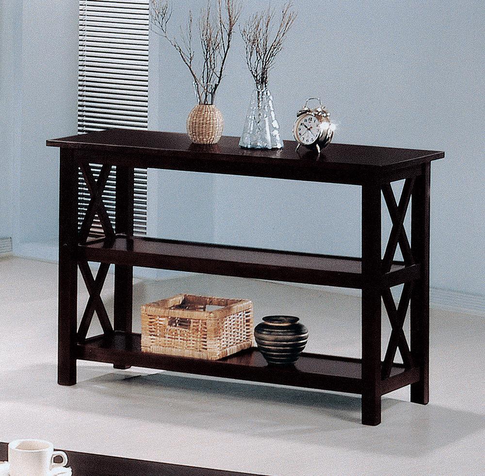 Rachelle Merlot Sofa Table with 2-Shelf Deep by Coaster at Eve Furniture