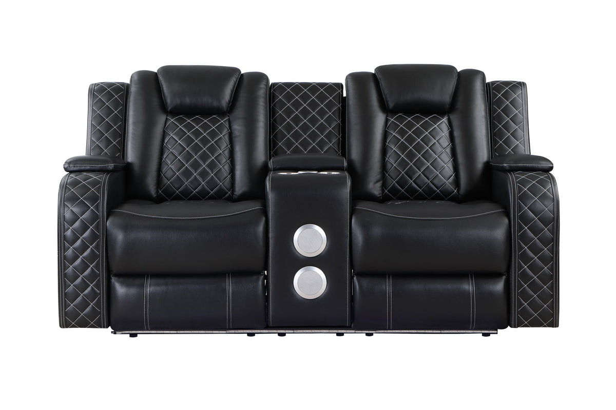 Radiant Black 2-Piece Power Double Reclining Set by Homelegance at Eve Furniture
