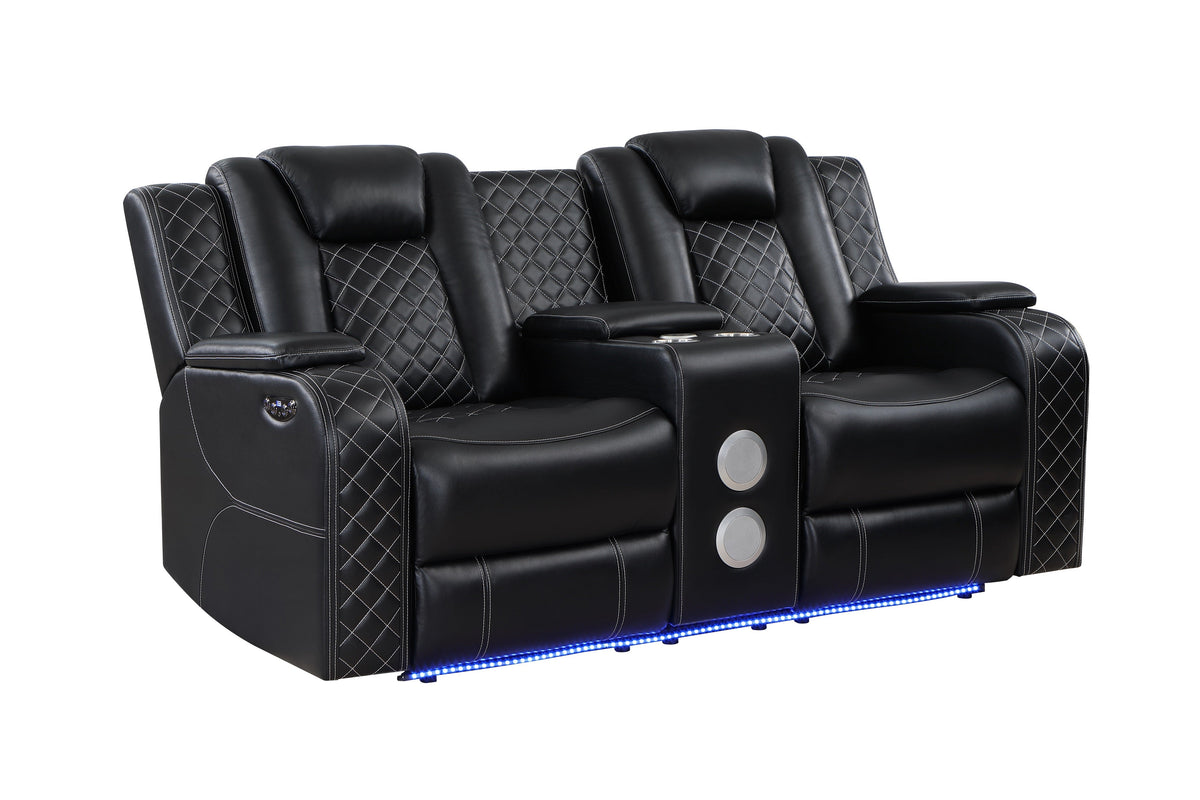 Radiant Black 2-Piece Power Double Reclining Set by Homelegance at Eve Furniture