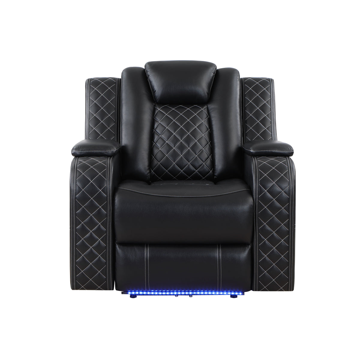 Radiant Black Power Reclining Chair, Power Headrests, Led Light by Homelegance at Eve Furniture