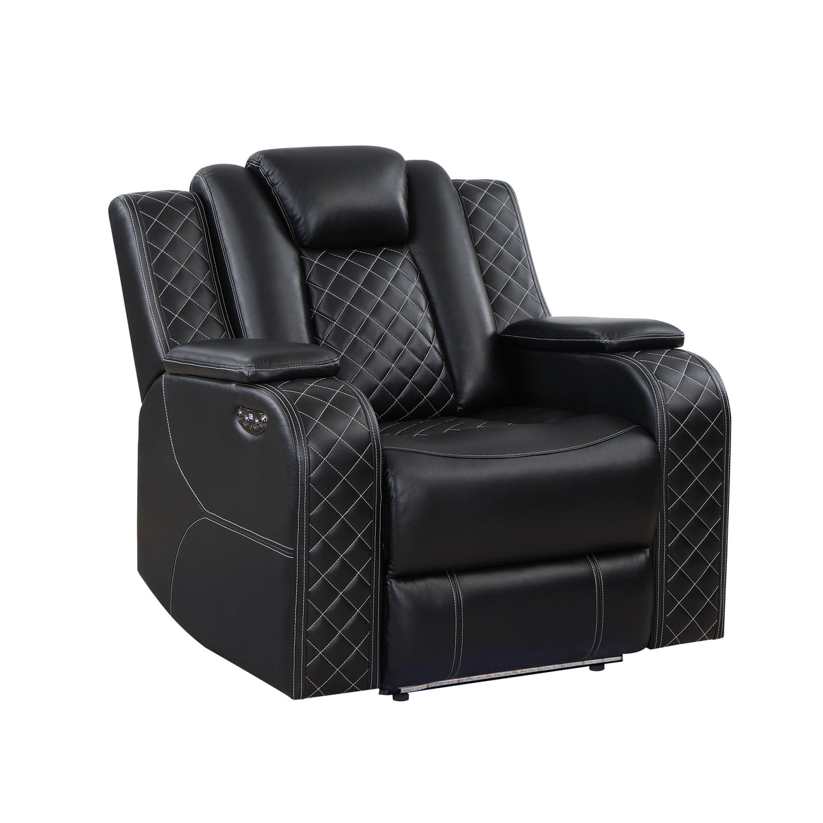 Radiant Black Power Reclining Chair, Power Headrests, Led Light by Homelegance at Eve Furniture