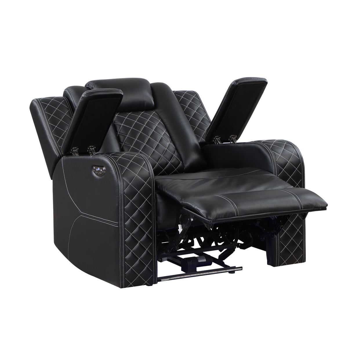 Radiant Black Power Reclining Chair, Power Headrests, Led Light by Homelegance at Eve Furniture