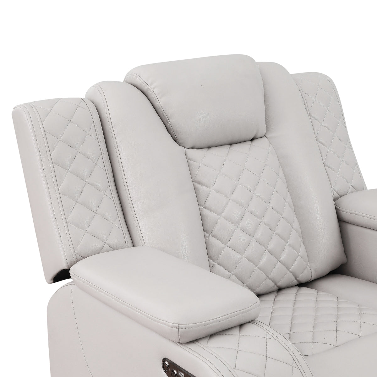 Radiant Gray/White Power Reclining Chair with Power Headrest, Led Light by Homelegance at Eve Furniture