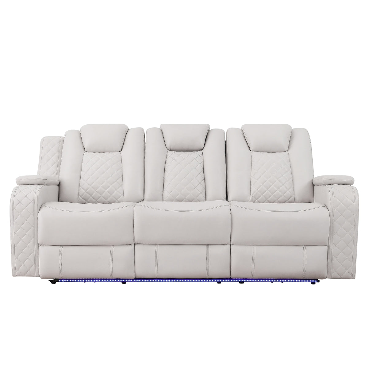 Radiant Gray/White Power Reclining Sofa with LED Lights and Drop-Down Table by Homelegance at Eve Furniture