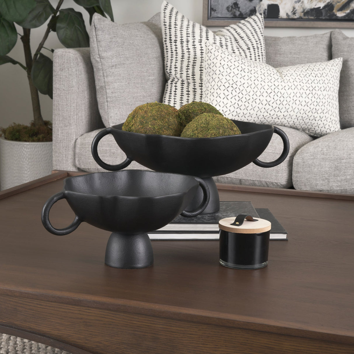 Radka Large Matte Black Metal Decorative Bowl by Mercana at Eve Furniture