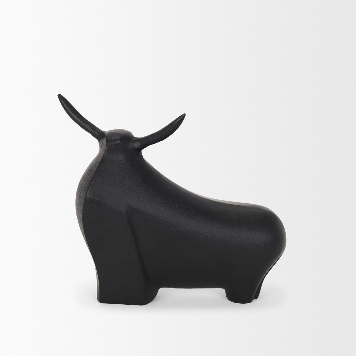 Radu Large Matte Black Metal Bull Decorative Object by Mercana at Eve Furniture
