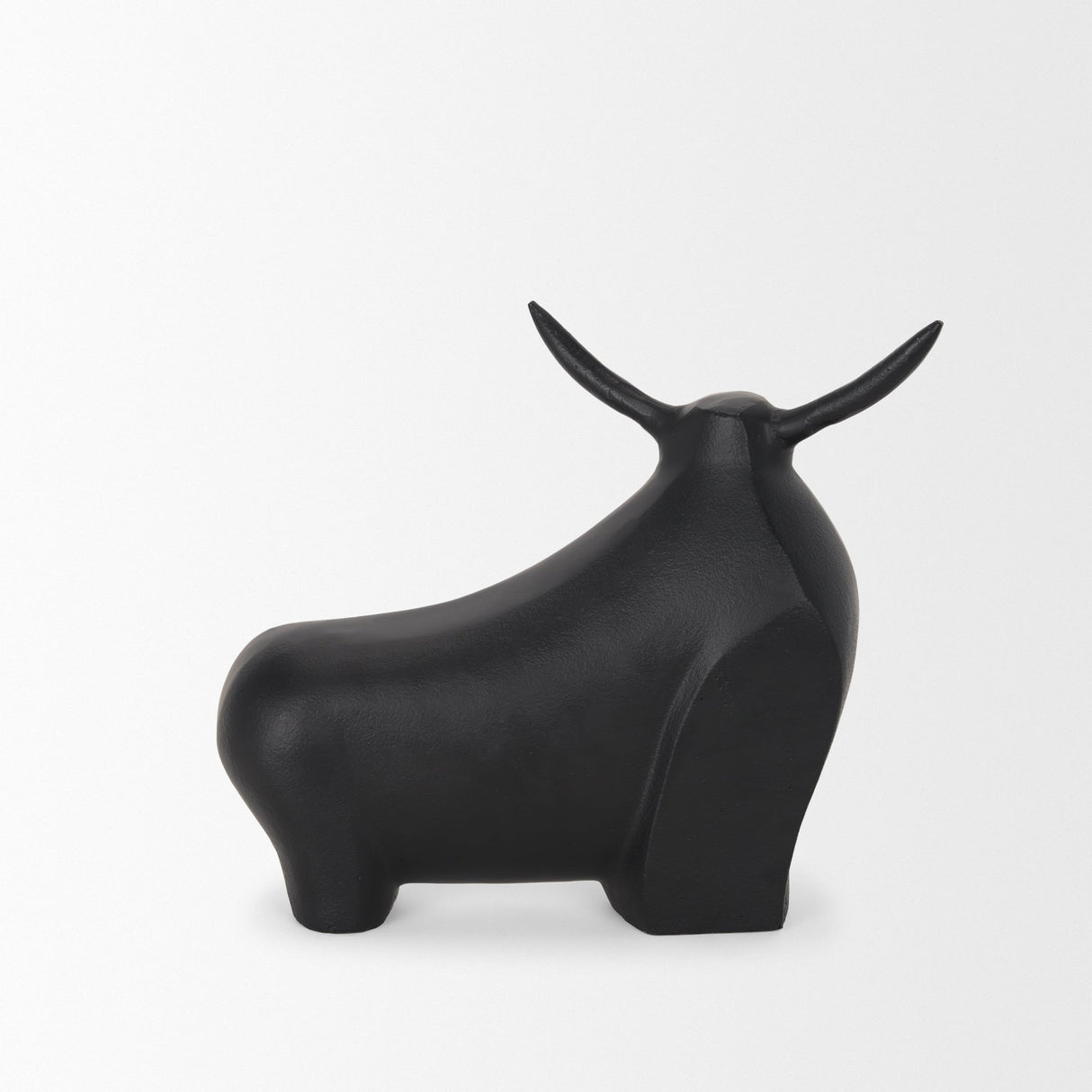 Radu Large Matte Black Metal Bull Decorative Object by Mercana at Eve Furniture