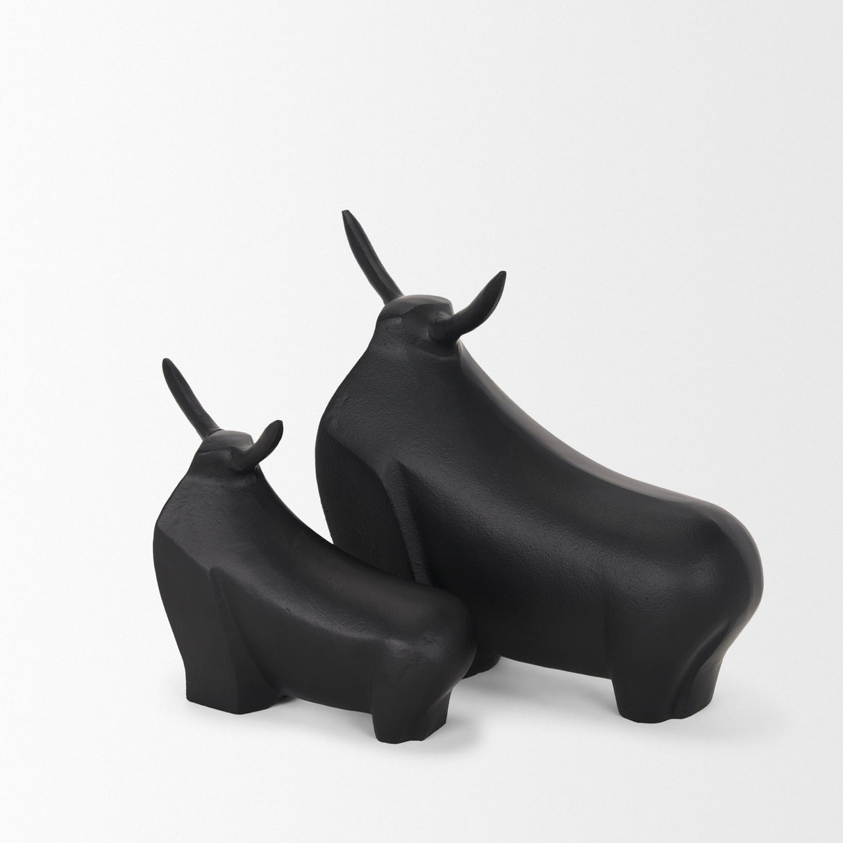 Radu Small Matte Black Metal Bull Decorative Object by Mercana at Eve Furniture