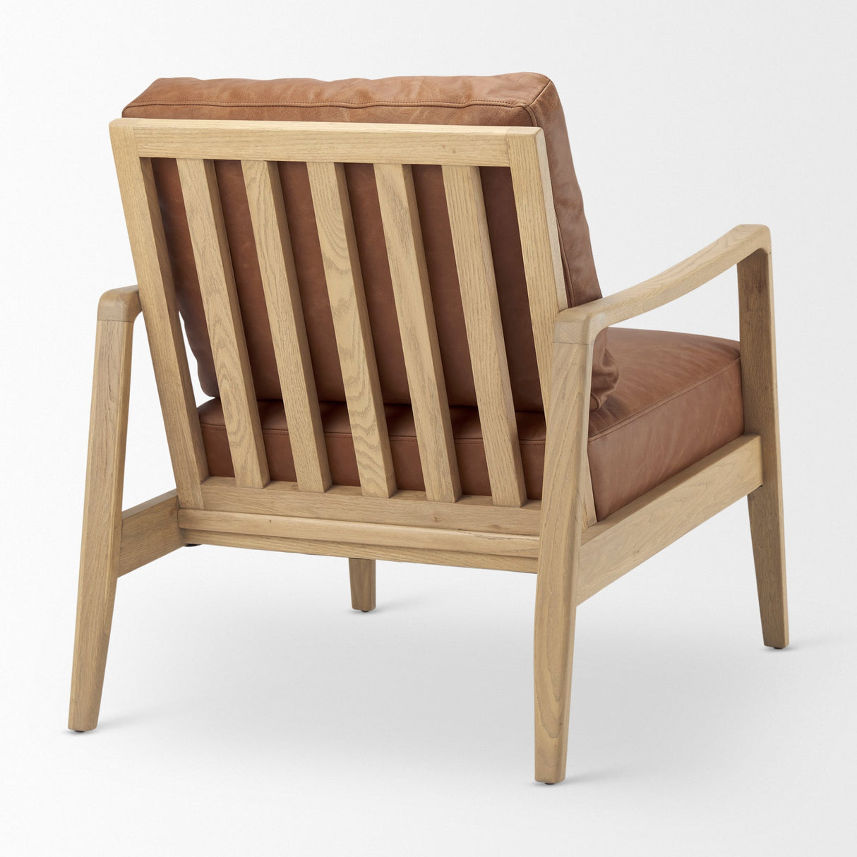 Raeleigh 28.0L x 34.1W x 34.4H Cognac Leather W/ Light Brown Wood Frame Accent Chair by Mercana at Eve Furniture