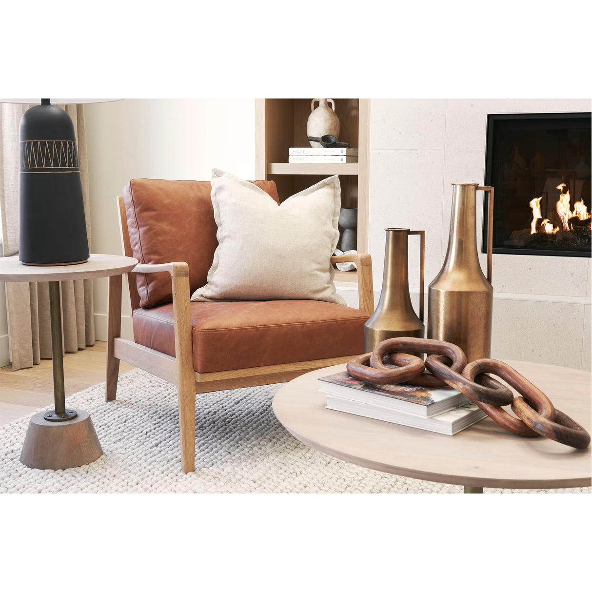 Raeleigh Tan Faux Leather Accent Chair by Mercana at Eve Furniture