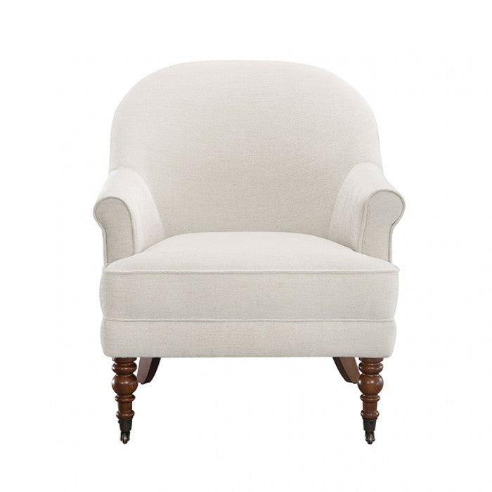 Raelyn Cotton Fog / Walnut Accent Chair by Furniture of America at Eve Furniture