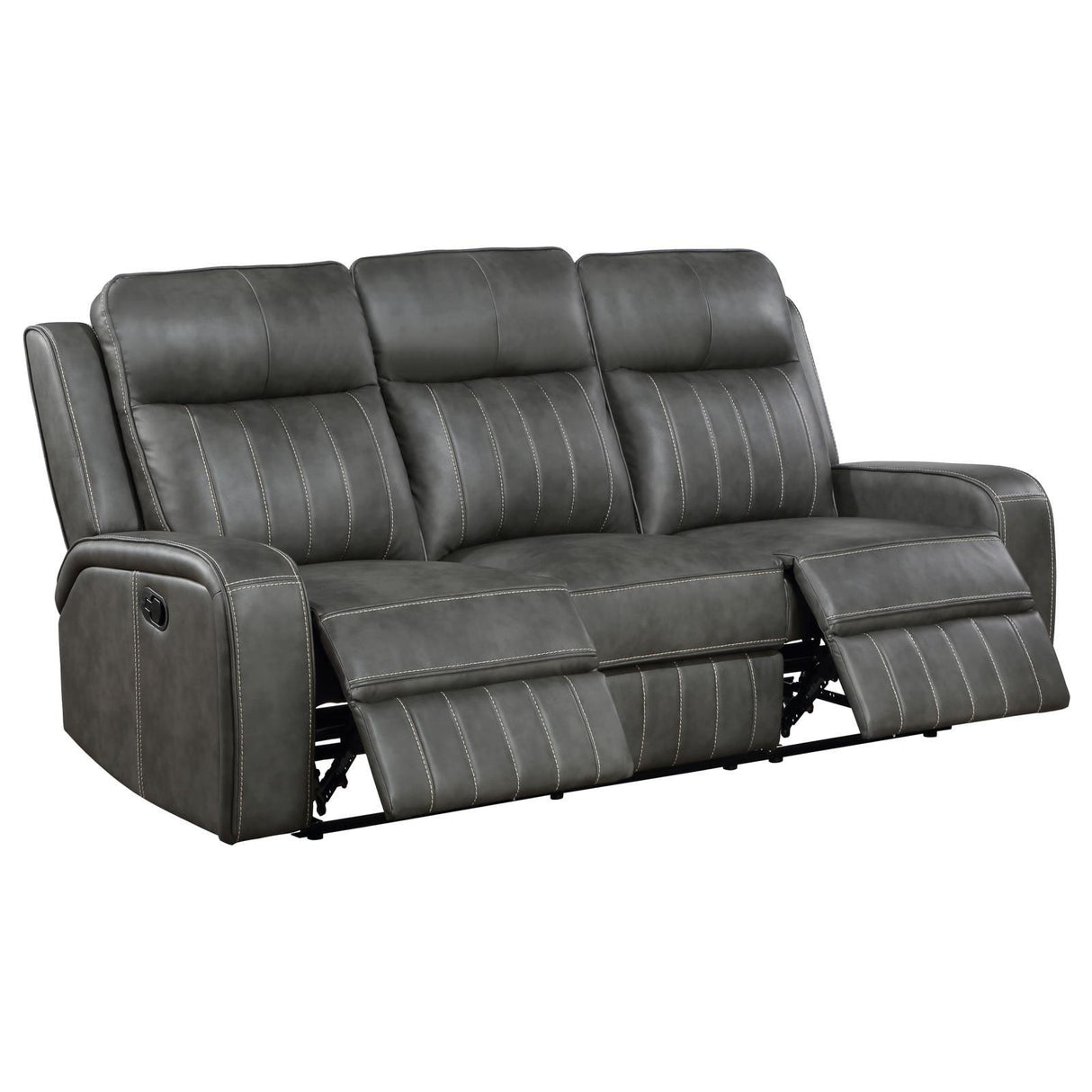 Raelynn Grey Upholstered Motion Reclining Sofa by Coaster at Eve Furniture
