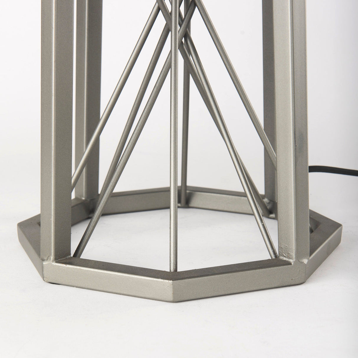 Raen Gray Metal Octagonal Base w/Beige Shade Table Lamp by Mercana at Eve Furniture