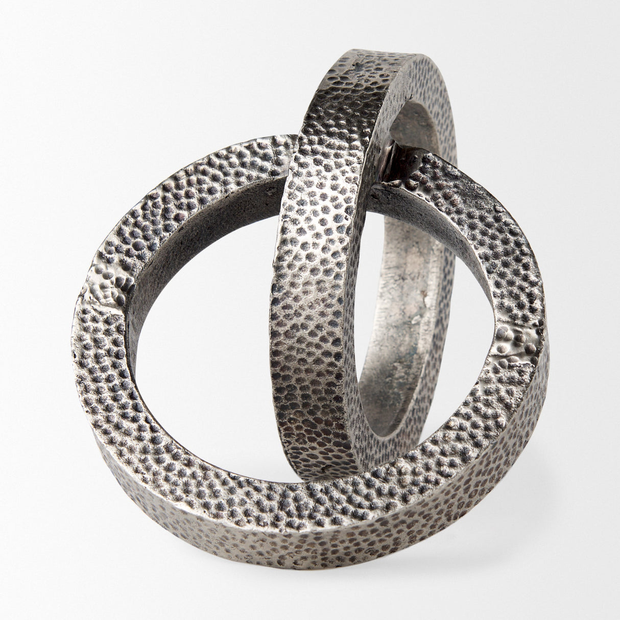 Rafiki Two Blackened Silver Hammered Finish Metal Conjoined Circles by Mercana at Eve Furniture