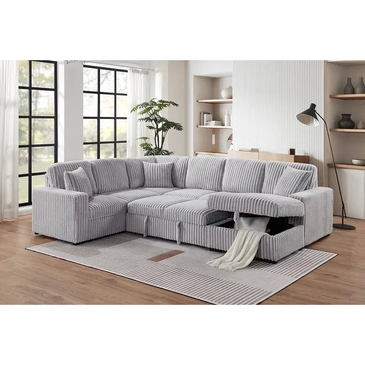 Raha Grey RAF Storage Sectional with Pull Out Bed by New Era Furniture US at Eve Furniture