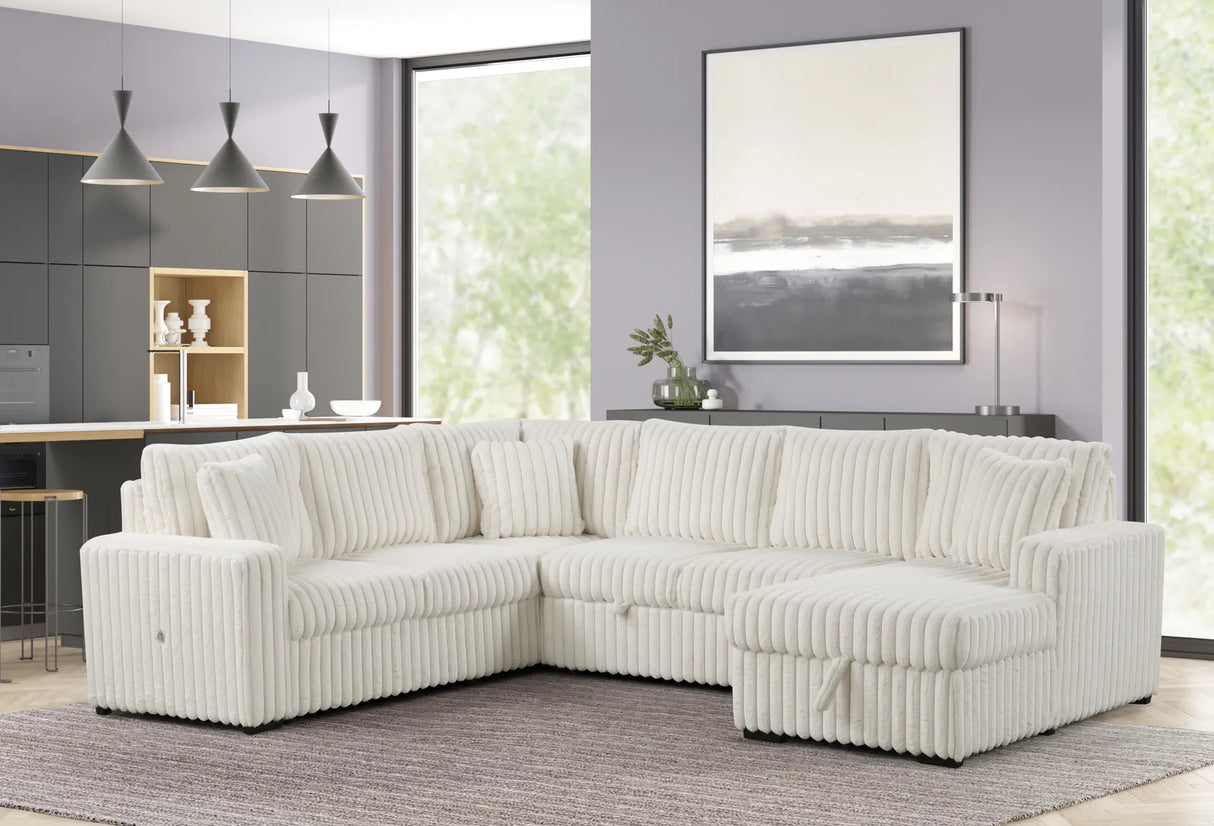 Raha II White Storage Sectional by New Era Innovations at Eve Furniture