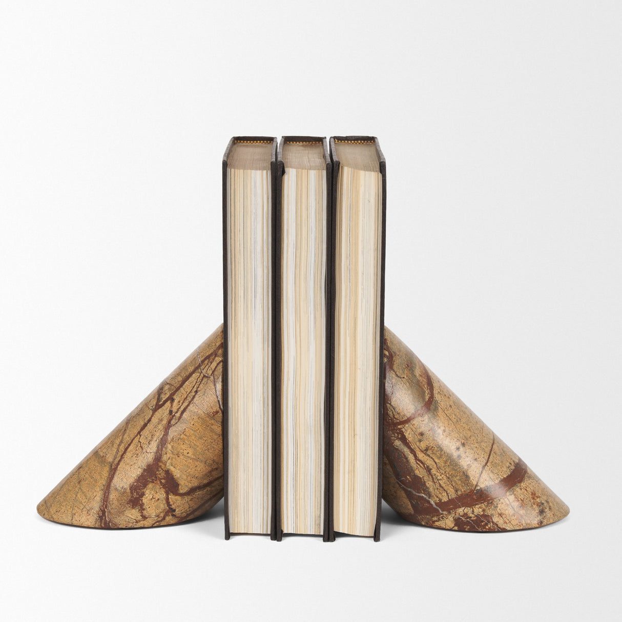 Rahima Brown Forest Marble Angled Bookends by Mercana at Eve Furniture