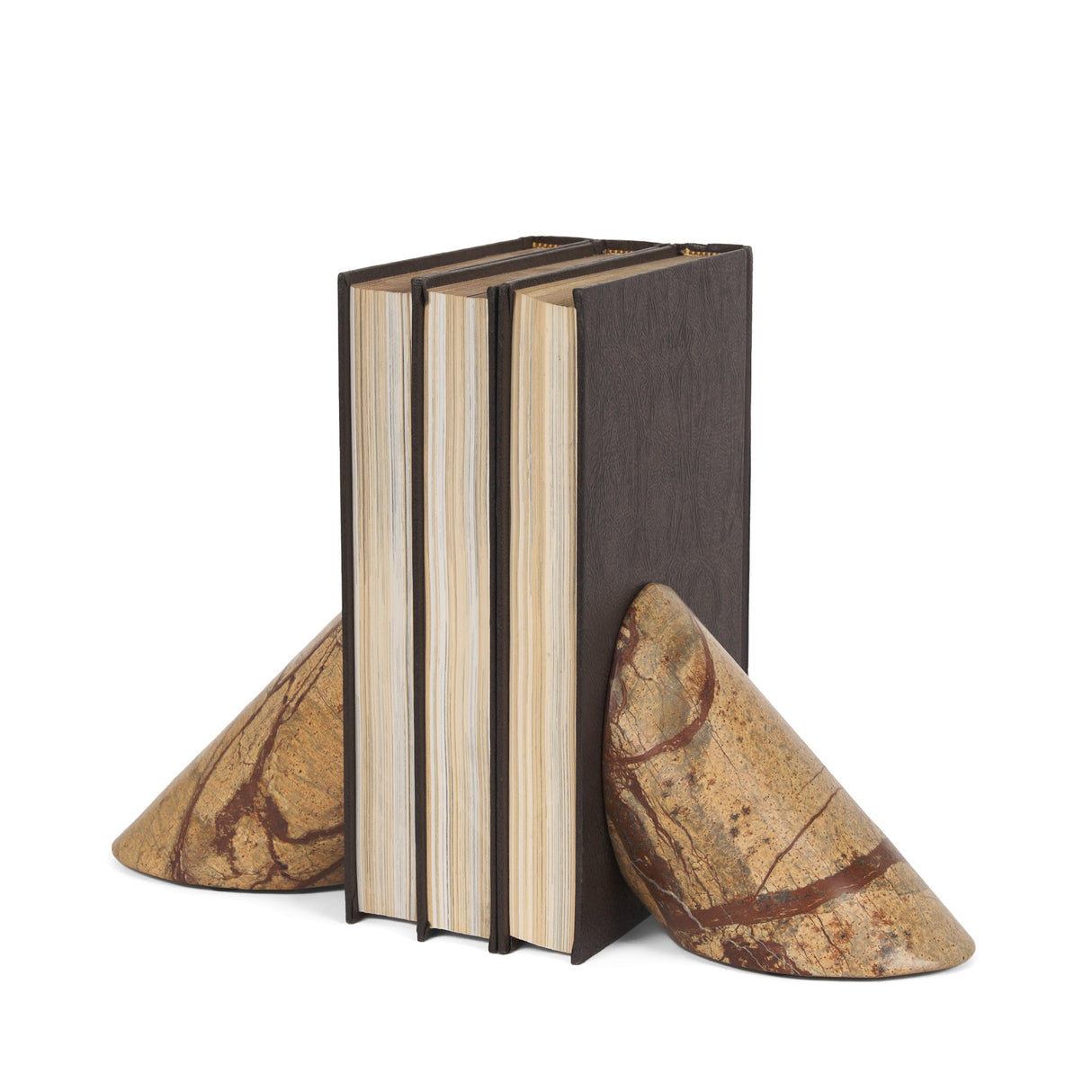 Rahima Brown Forest Marble Angled Bookends by Mercana at Eve Furniture