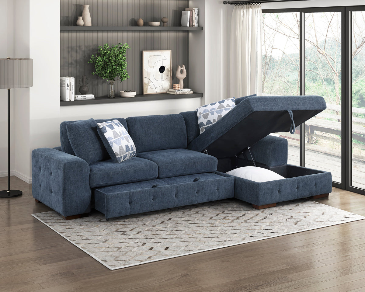 Raife Blue 2-Piece Sectional with Right Chaise by Homelegance at Eve Furniture