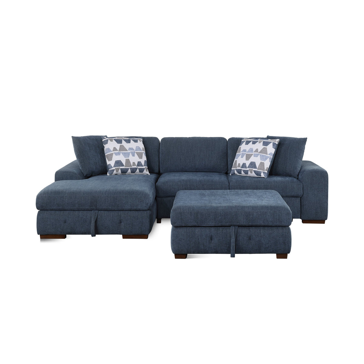 Raife Blue 3-Piece Sectional with Left Chaise and Ottoman by Homelegance at Eve Furniture