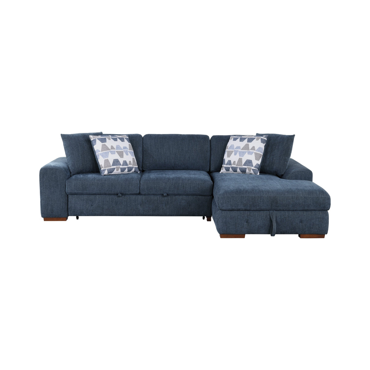 Raife Blue 3-Piece Sectional with Right Chaise and Ottoman by Homelegance at Eve Furniture