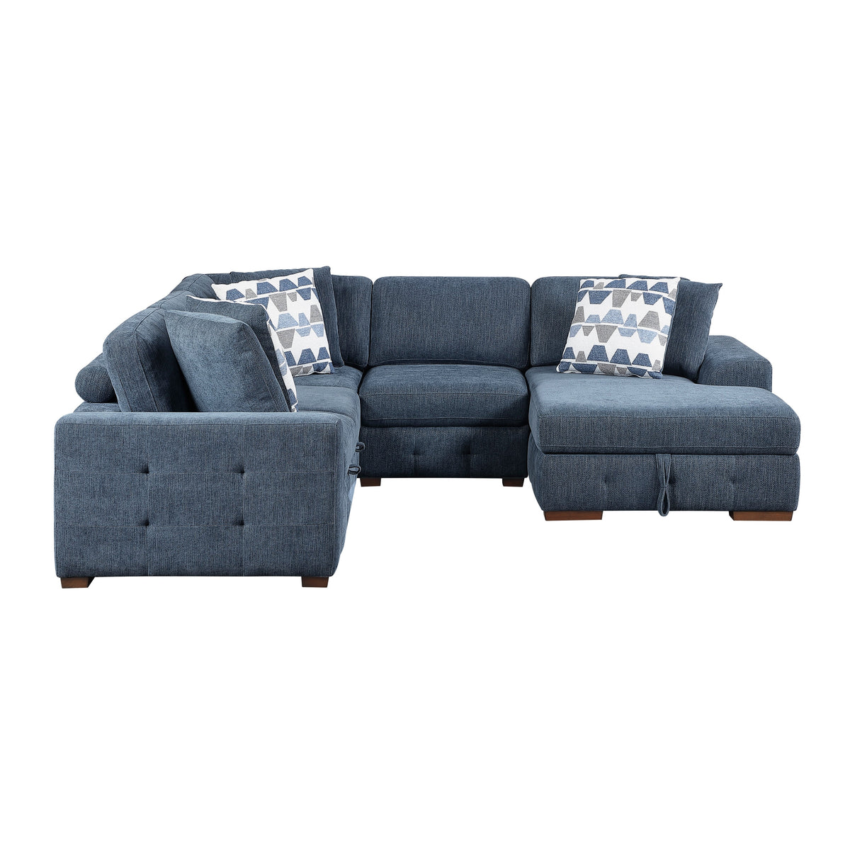 Raife Blue 4-Piece Sectional with Right Chaise and Pull-out Bed by Homelegance at Eve Furniture