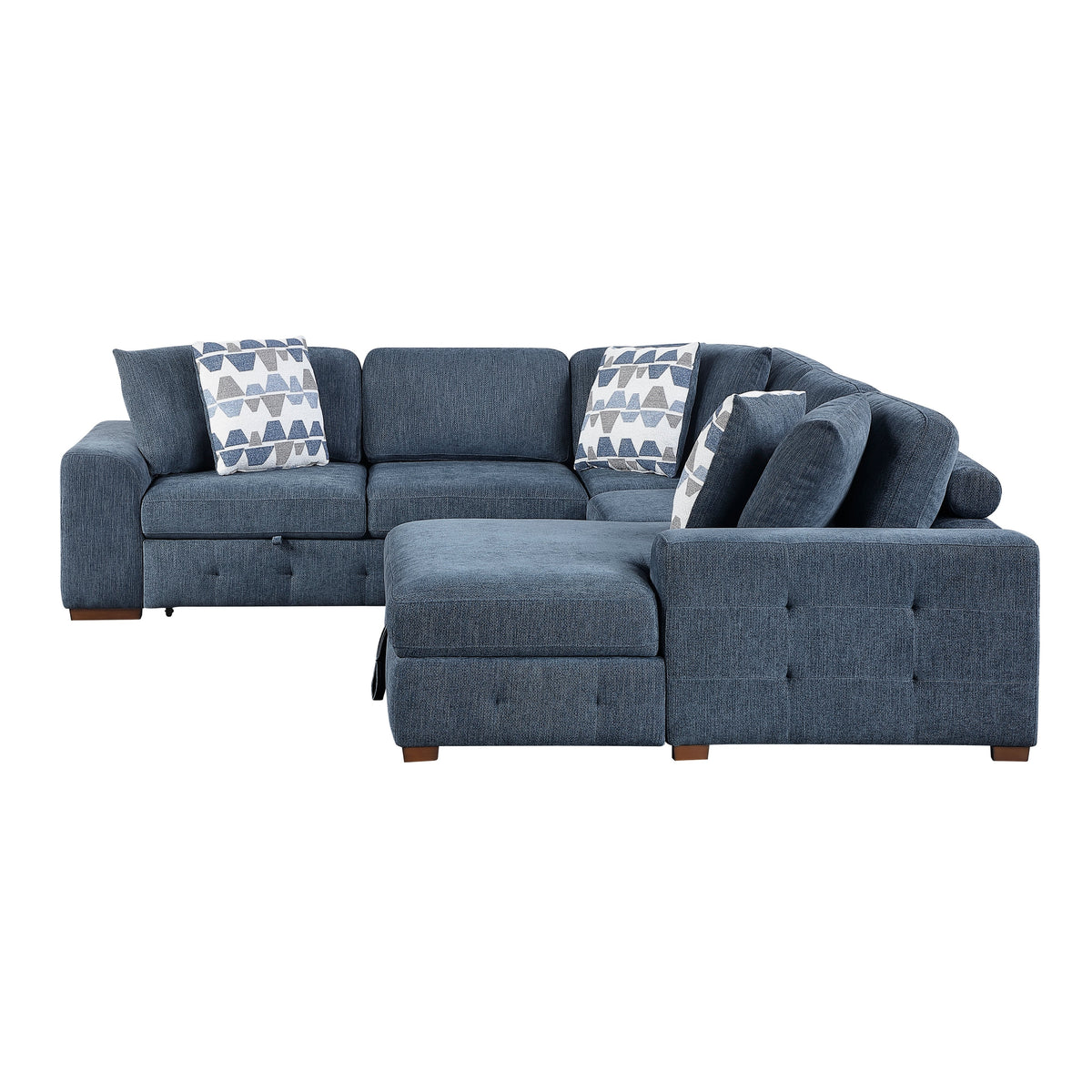 Raife Blue 4-Piece Sectional with Right Chaise and Pull-out Bed by Homelegance at Eve Furniture
