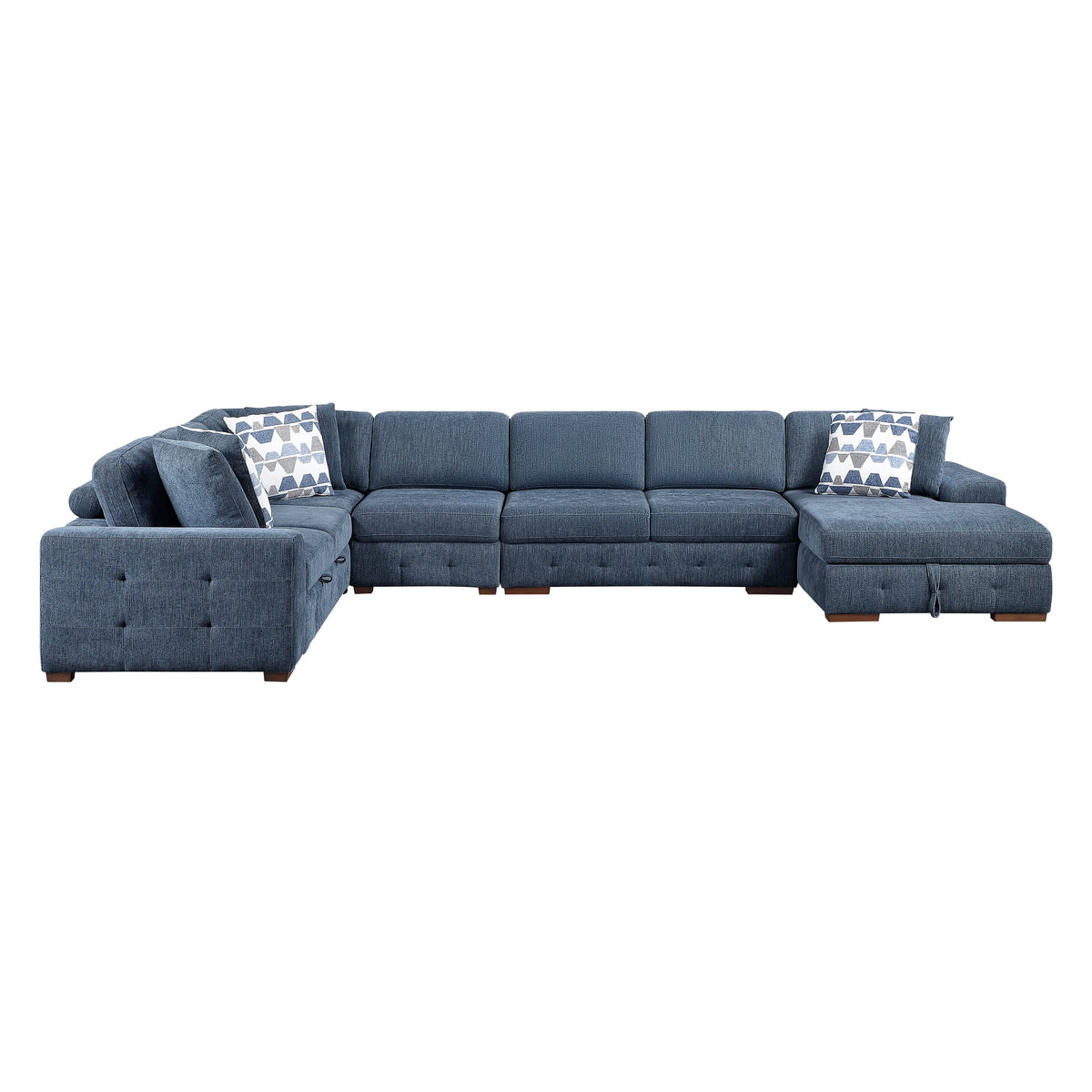 Raife Blue 5-Piece Sectional with Right Chaise and Pull-out Bed by Homelegance at Eve Furniture