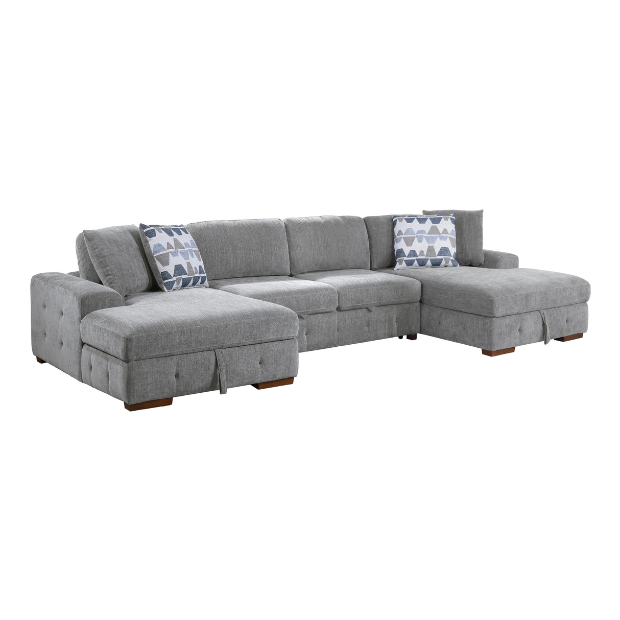 Raife Gray 3-Piece Sectional with Left and Right Chaise by Homelegance at Eve Furniture