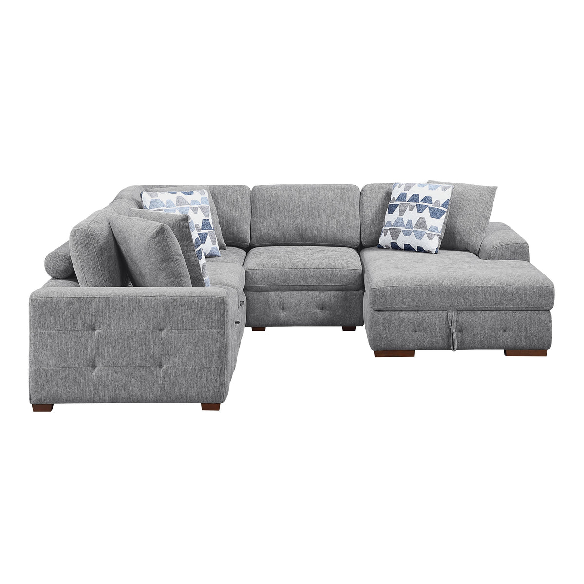 Raife Gray 4-Piece Sectional with Right Chaise and Pull-out Bed by Homelegance at Eve Furniture