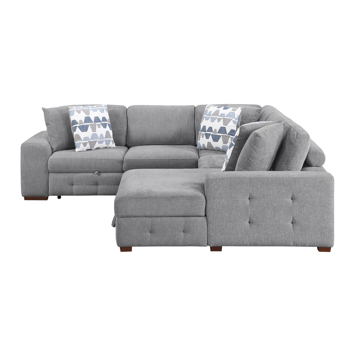 Raife Gray 4-Piece Sectional with Right Chaise and Pull-out Bed by Homelegance at Eve Furniture
