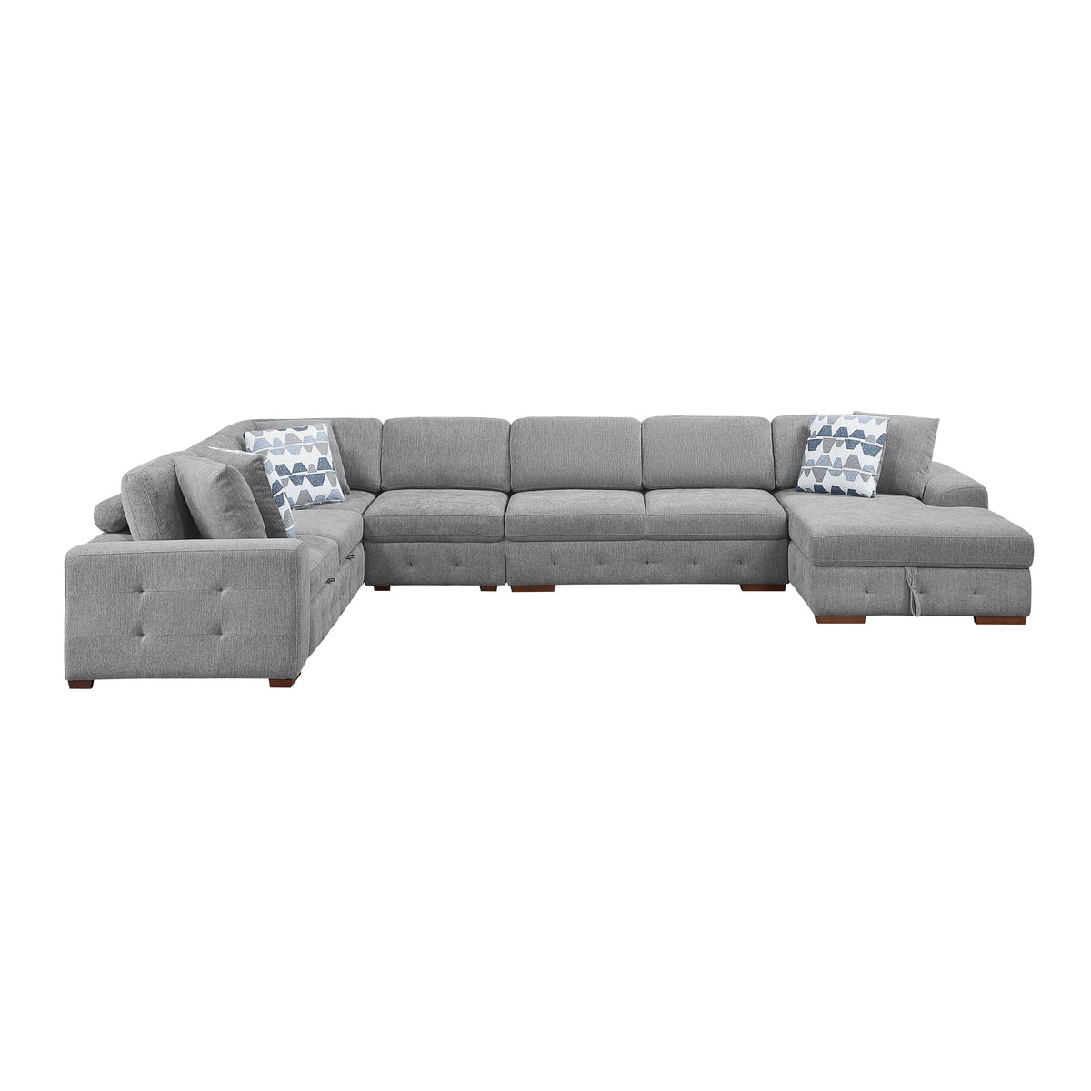 Raife Gray 5-Piece Sectional with Right Chaise and Pull-out Bed by Homelegance at Eve Furniture