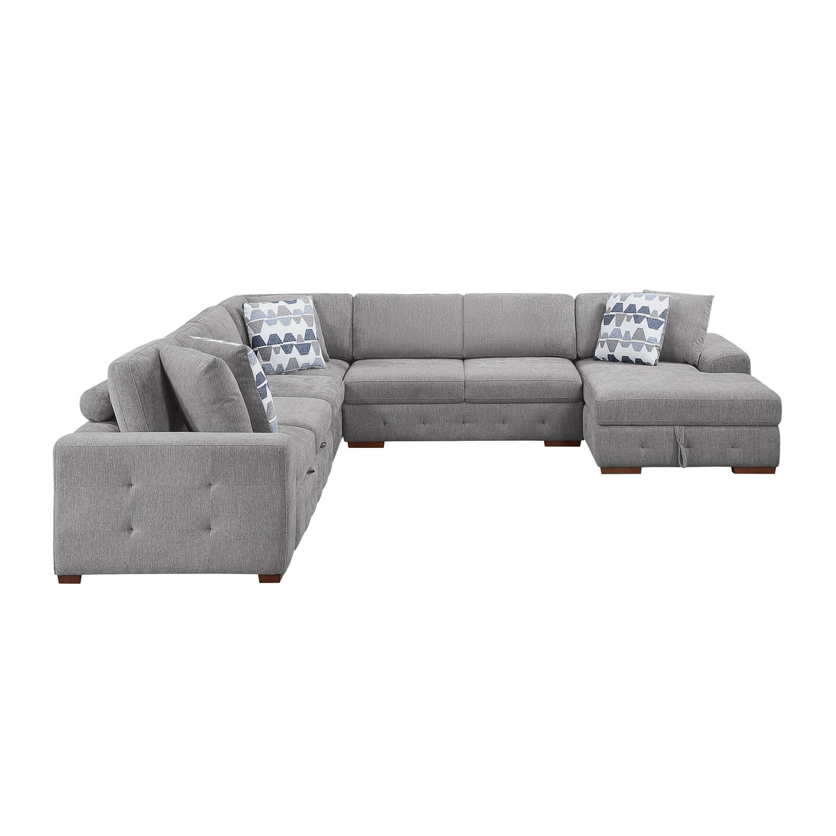Raife Gray 5-Piece Sectional with Right Chaise and Pull-out Bed by Homelegance at Eve Furniture