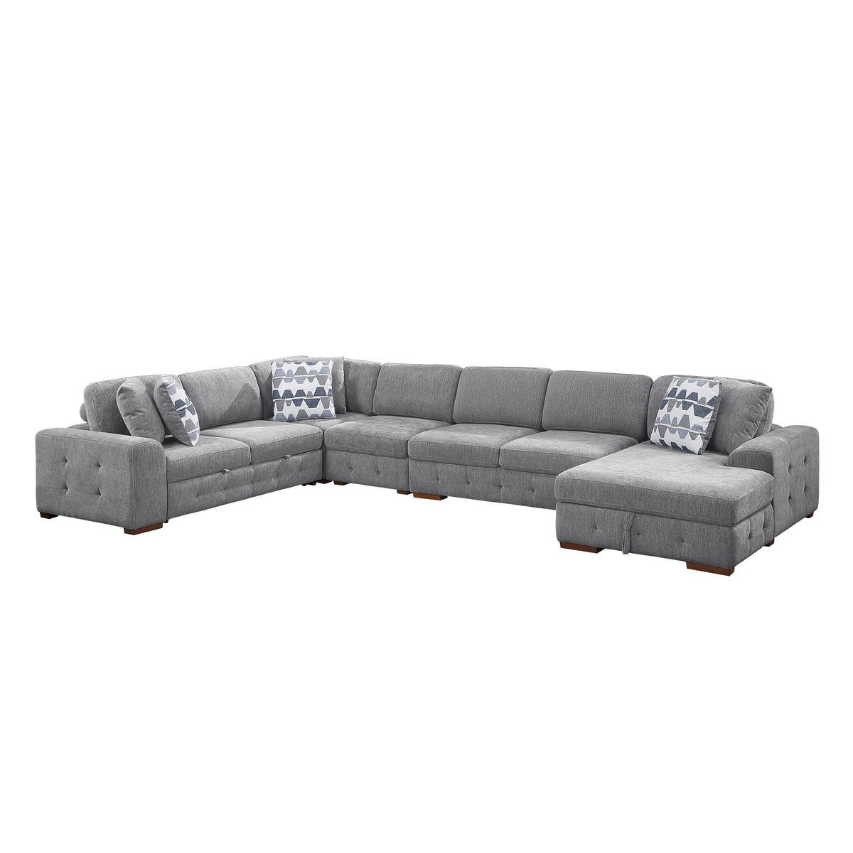 Raife Gray 5-Piece Sectional with Right Chaise and Pull-out Bed by Homelegance at Eve Furniture