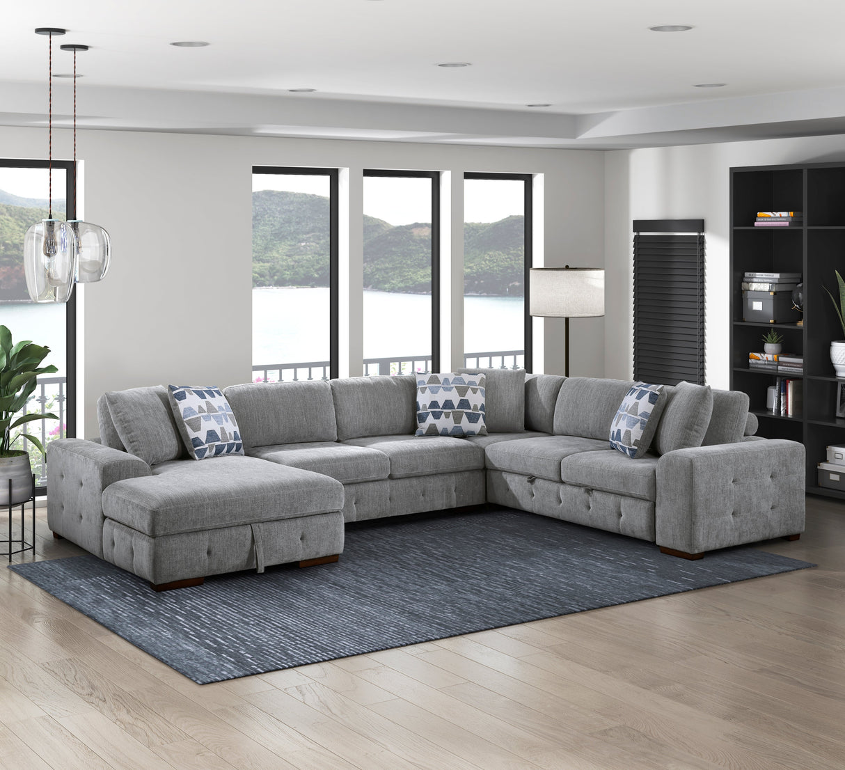 Raife Gray Storage Ottoman by Homelegance at Eve Furniture