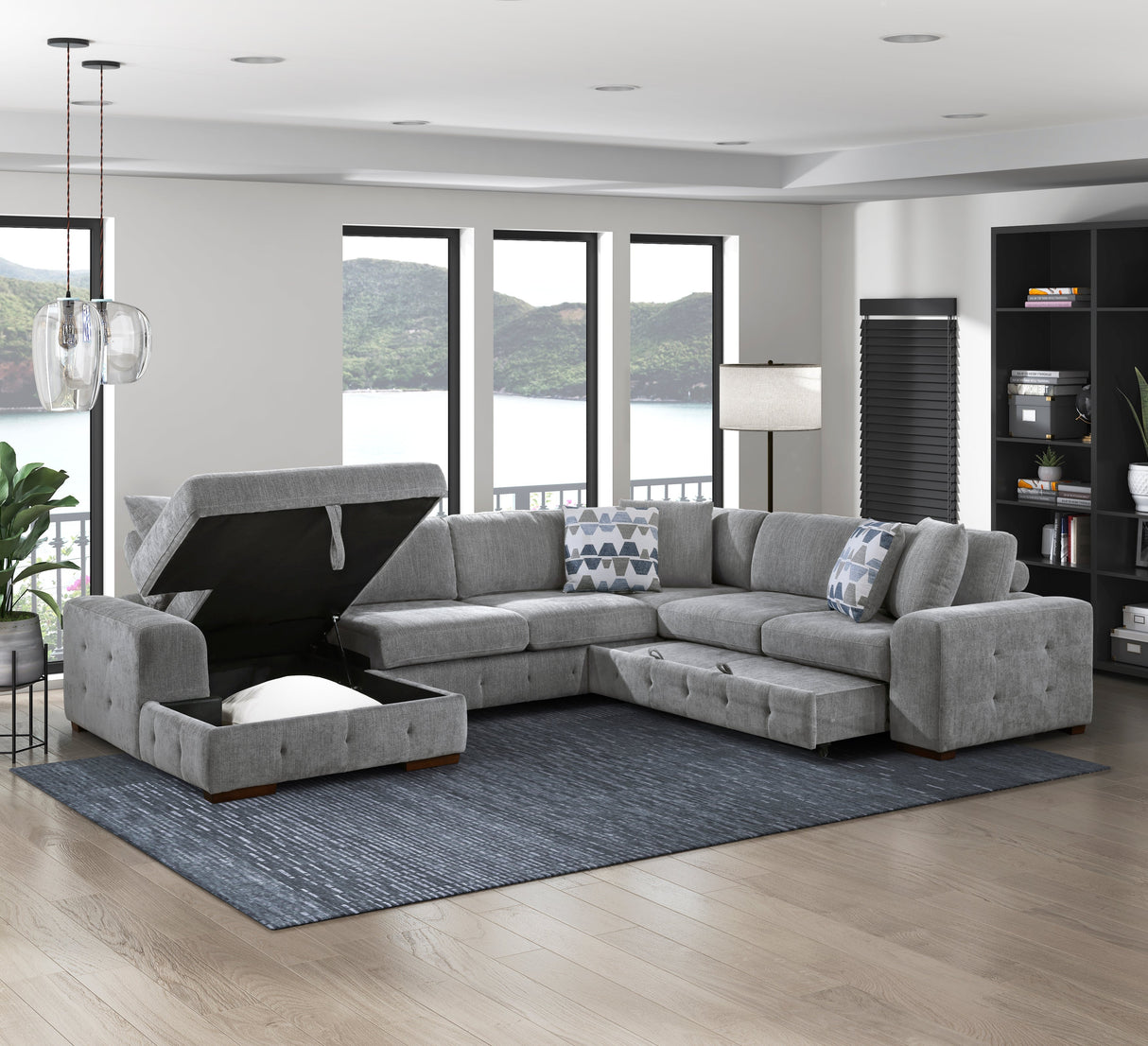 Raife Gray Storage Ottoman by Homelegance at Eve Furniture