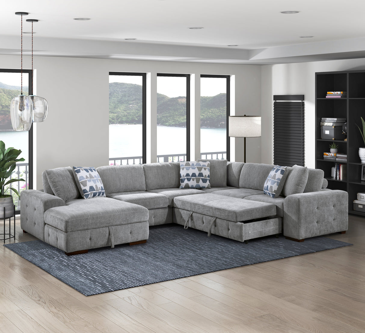 Raife Gray Storage Ottoman by Homelegance at Eve Furniture