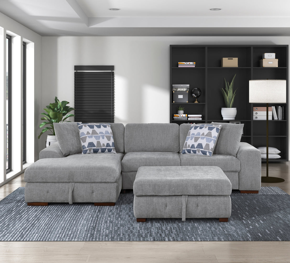 Raife Gray Storage Ottoman by Homelegance at Eve Furniture