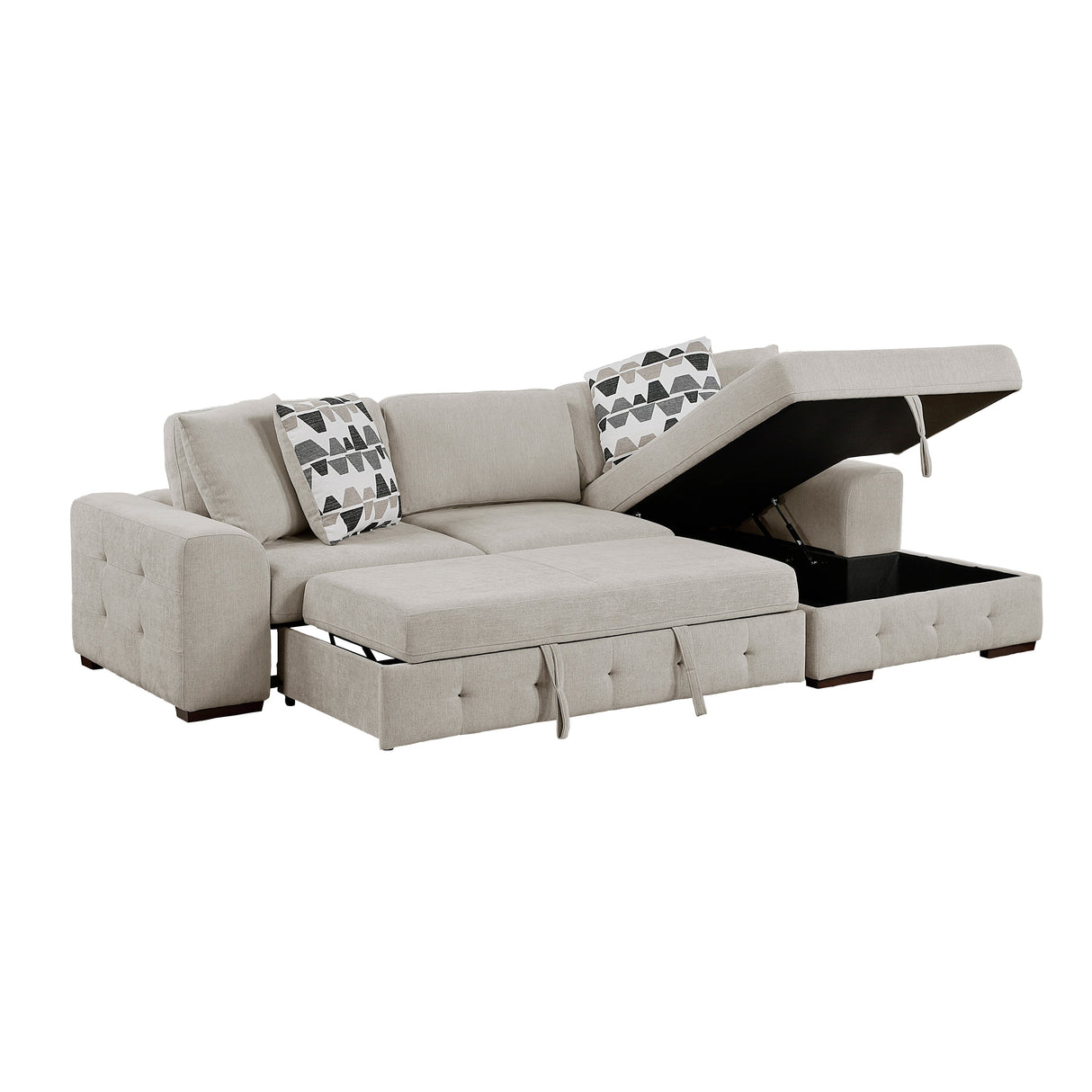Raife Taupe 3-Piece Sectional with Right Chaise and Ottoman by Homelegance at Eve Furniture