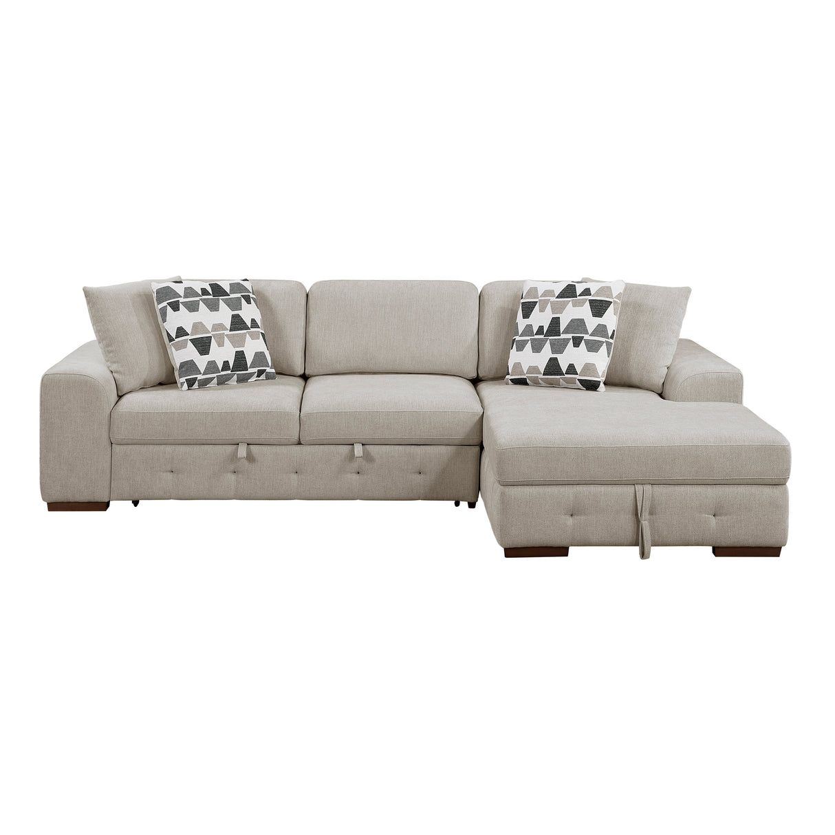 Raife Taupe 3-Piece Sectional with Right Chaise and Ottoman by Homelegance at Eve Furniture